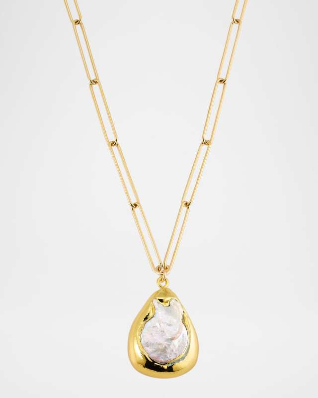 Bezel-Set Freshwater Pearl Pendant Necklace